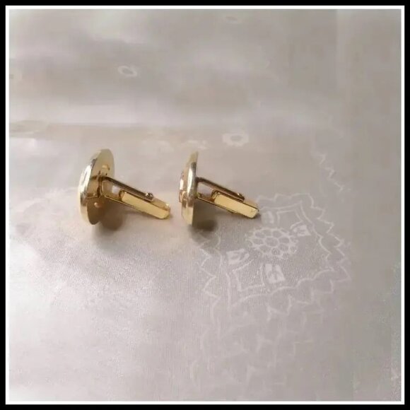 Vintage Goldstone Cufflinks Anson Cuff Links Retro Gift for Him - Picture 2 of 12